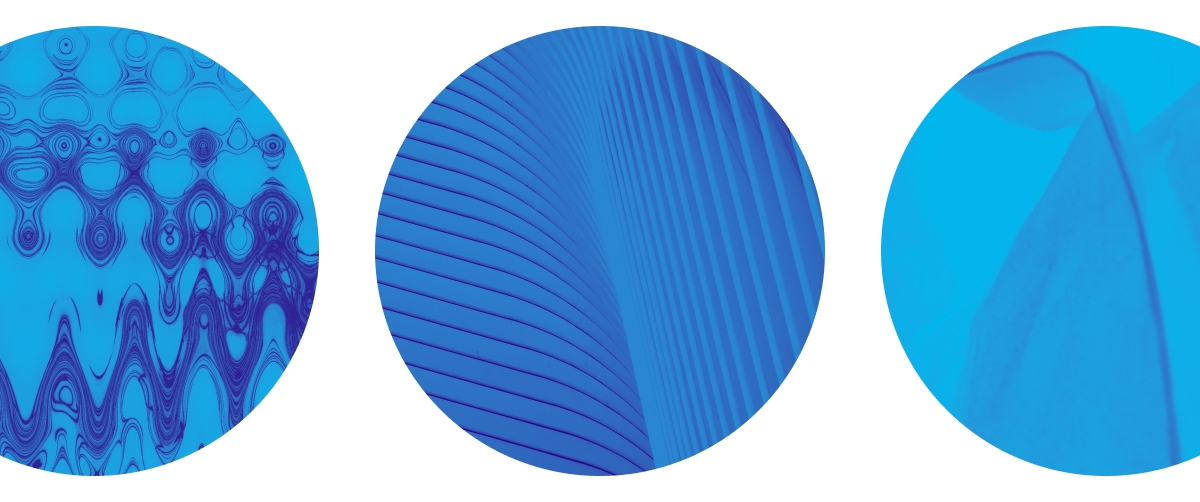 Shows three abstract designs in circles, in ACED branding.